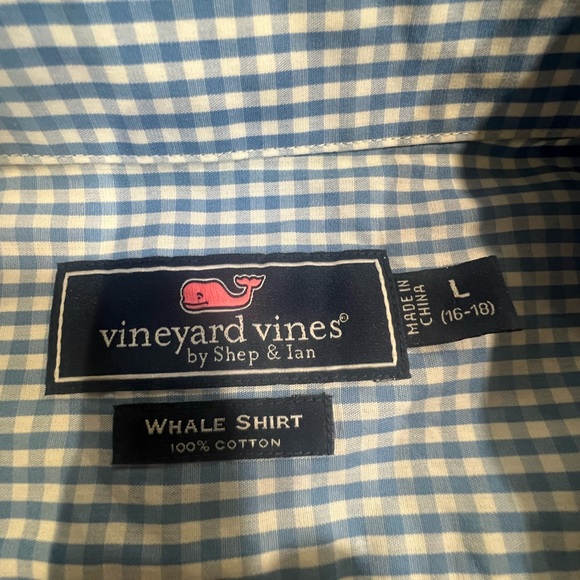 Boys Vineyard Vines Button Down Blue Gingham - Picture 4 of 11